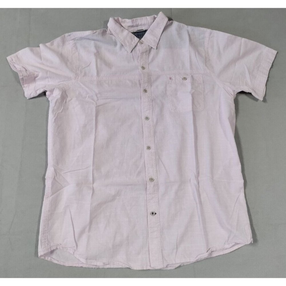 Izod Saltwater Short Sleeve Pink Button Up Pocket Shirt Size XL